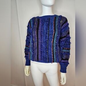 Vintage 80s Mariea Kim Cosby Multicolor Striped Coogi Style Sweater Size S